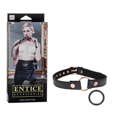 Кляп-кольцо на ремне Open Mouth Gag с плюшевой подкладкой (Цвет: черный с золотым)