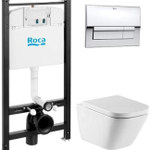 ROCA THE GAP Готовое решение (инсталляция Active + кнопка + безободковый унитаз + сиденье)