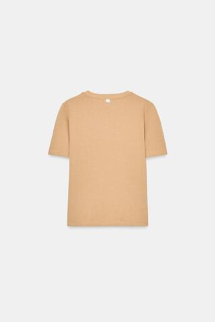 ZARA ФУТБОЛКА С КОНТРАСТНЫМ КАРМАНОМ, РЫЖЕВАТО-КОРИЧНЕВЫЙ