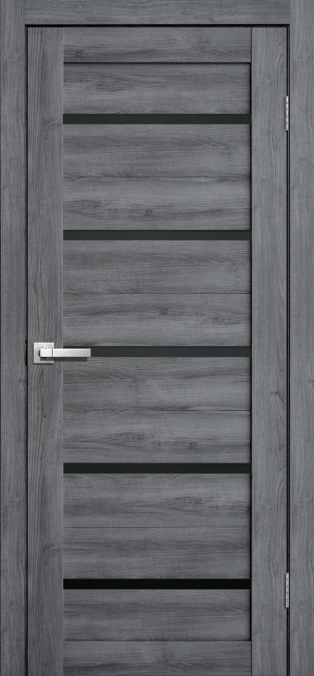 Межкомнатная дверь Lite Doors L26 (Чёрное стекло) Дуб стоунвуд 3D