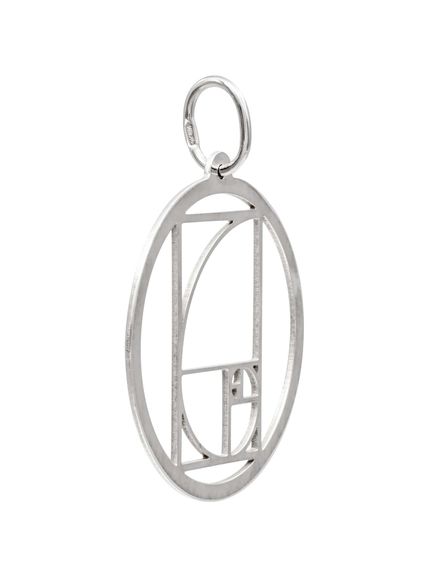 Фото подвески золотое сечение в круге из серебра, вид сбоку.