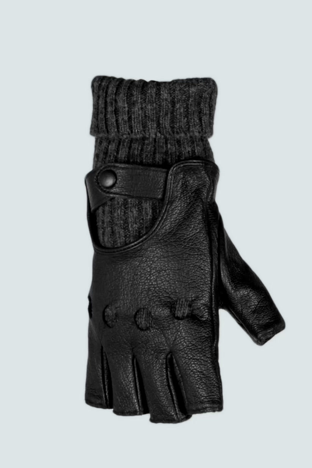 ZARA КОМБИНИРОВАННЫЕ КОЖАНЫЕ ПЕРЧАТКИ БЕЗ ПАЛЬЦЕВ, ЧЕРНЫЙ