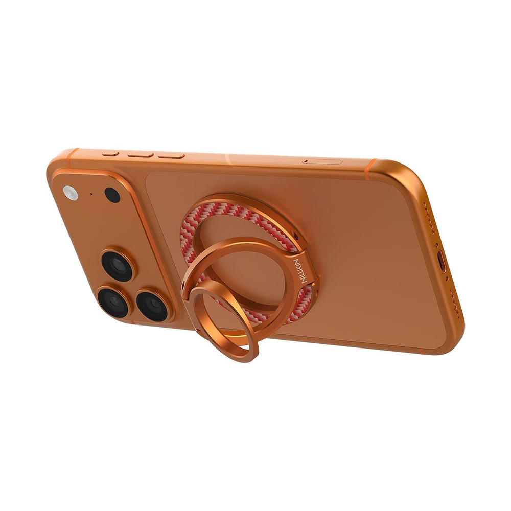 Магнитная подставка-держатель покрытый оранжевым арамидным волокном (карбон), серия FiberSnap Ring Kevlar от Nillkin