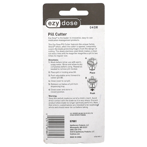 Ezy Dose, форму для резки таблеток с щитком, с лупой, 1 шт.