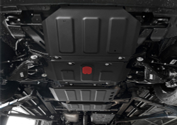 Защита радиатора, картера, КПП, РК и топливного бака АвтоБроня для JAC T9 АКПП 4WD 2024-н.в., сталь 1.8 мм, с крепежом, штампованная, 5 частей, K111.09216.1