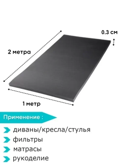 Поролон SPG-2240 черный 3мм 100*200 см
