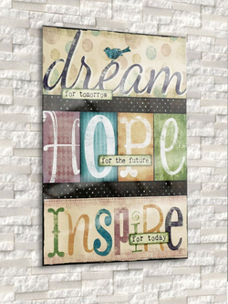 Постер на стекле "Dream Hope Inspire" Декор для дома, подарок