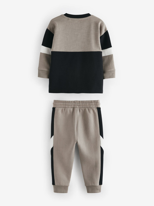 Лонгслив и джоггеры в комплекте для мальчика Next 586-195, Черный, Бежевый