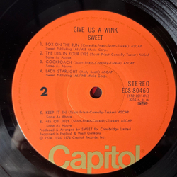 Винтажная виниловая пластинка LP Sweet Give Us A Wink (Япония 1976) (Без Оби) Fox On The Run