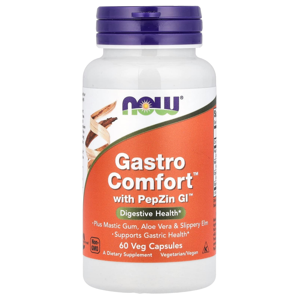 NOW Foods, Gastro Comfort™ с PepZin GI™, 60 растительных капсул