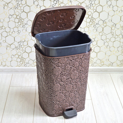 Ведро для мусора 26л с педалью "Ажурное", цвет микс