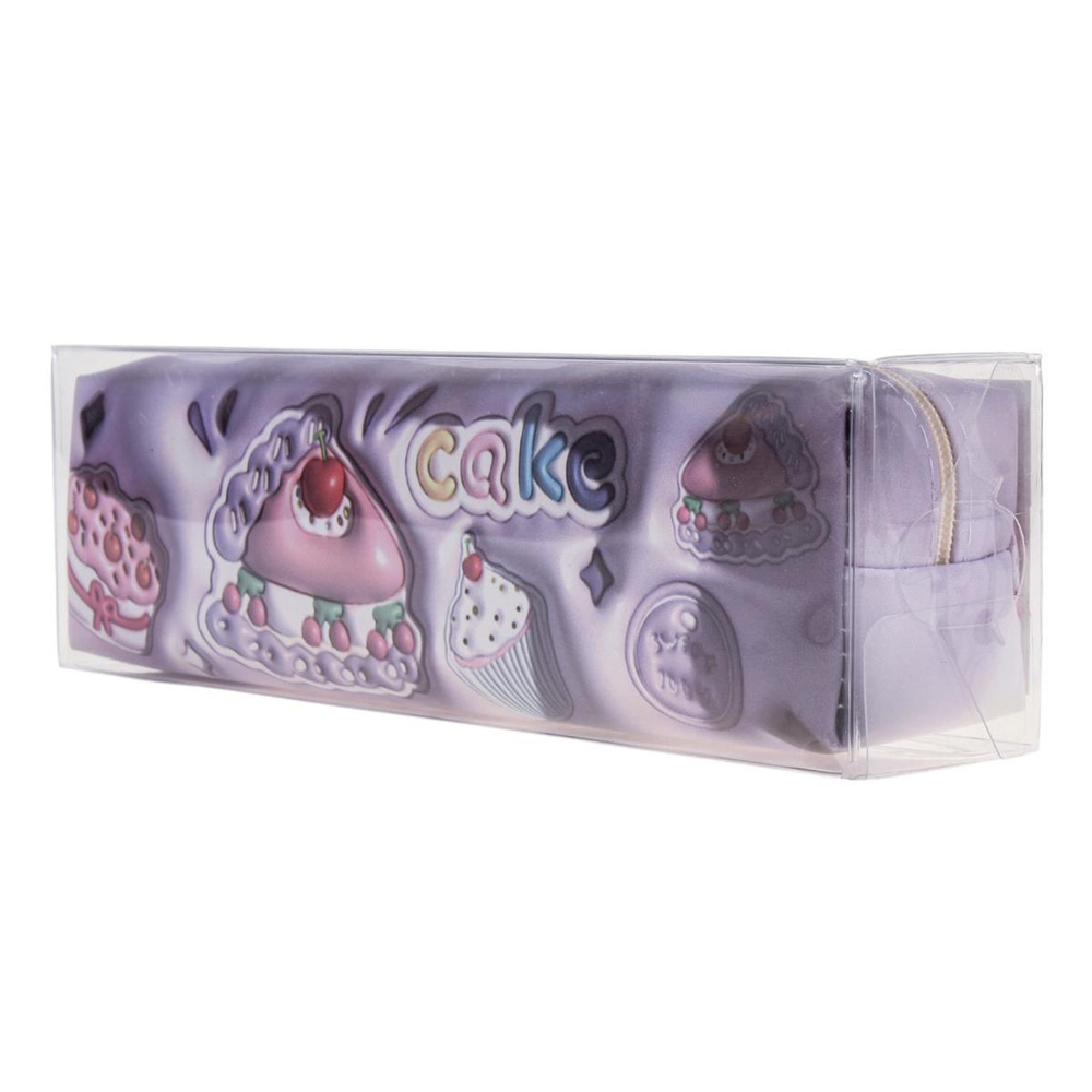 Пенал-косметичка 1 отд. 20*5,5*3,5см кожзам "Пирожное" розовый