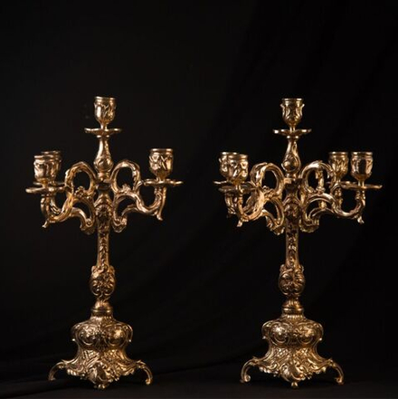 Винтаж: Парные бронзовые канделябры