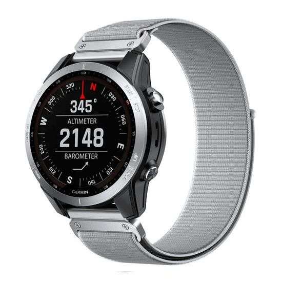 Ремешок QuickFit 20 мм нейлоновый для Garmin Fenix 7S, Fenix 6S, Fenix 5S, Instinct 2S, Epix Pro Gen 2 (42 mm) быстросъемный велкро (Серый)