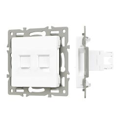 Механизм компьютерной розетки двойной SCT-MPC2-PL-WH (RJ-45, CAT6) (Arlight, -) 045336