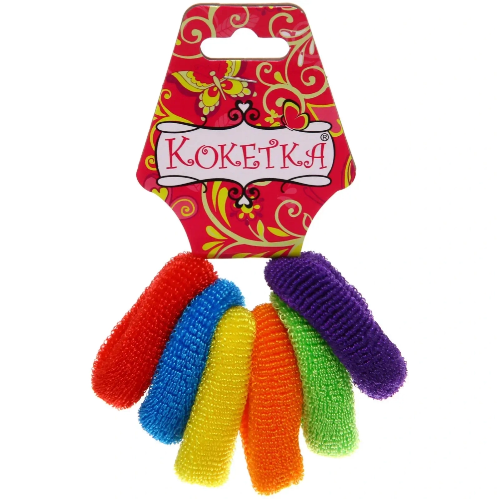 Резинки для волос 6шт Кокетка «Зефирки - пушистики», цвет микс, d-4,5см (подвес Кокетка)