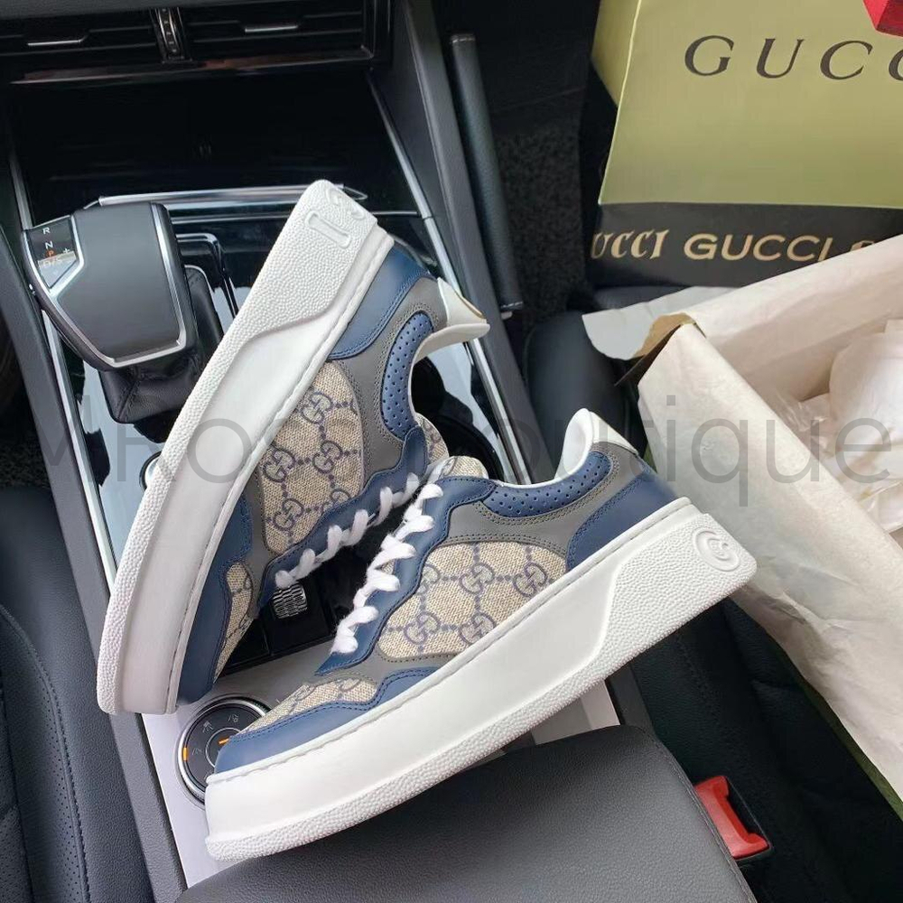 Кроссовки комбинированные Gucci GG (Гуччи) на толстой массивной подошве