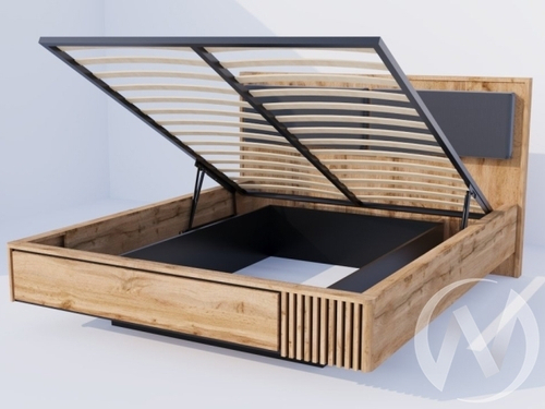 Кровать парящая с подъемным механизмом 1600 НКМ Аэлита сек. №14 (дуб вотан/черный)