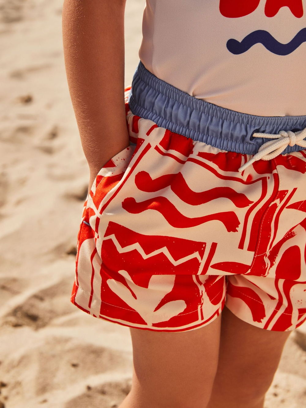 Костюм плавательный раздельный для мальчика Next E91-837, Красный, Белый