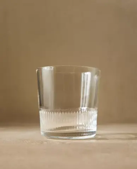 ZARA HOME СТЕКЛЯННЫЙ СТАКАН С РЕЛЬЕФНЫМ ДИЗАЙНОМ, ПРОЗРАЧНЫЙ