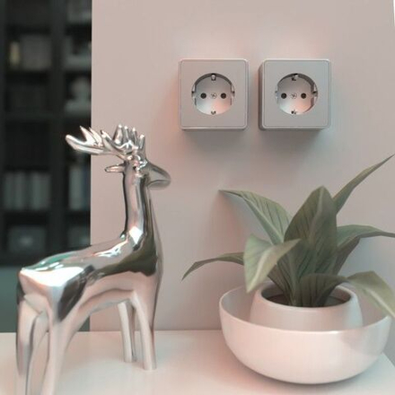 Розетка с заземлением Gallant (серебряный)