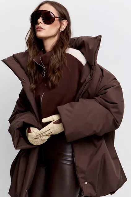 Куртка-баллон зимняя Айсель шоколадного цвета
