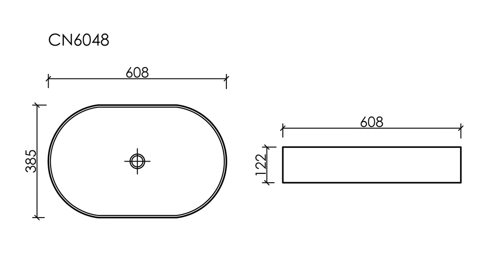 Умывальник чаша накладная овальная (цвет Черный Матовый) Element 608x385x122мм