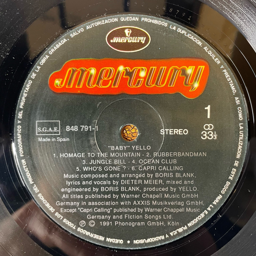 Винтажная виниловая пластинка LP Yello Baby (Испания 1991)