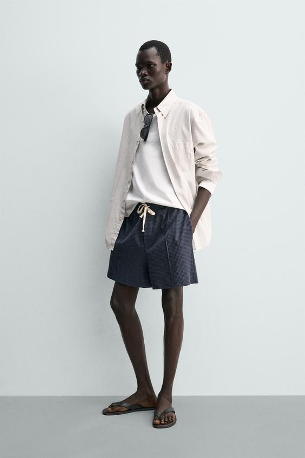 ZARA ШОРТЫ-ДЖОГГЕРЫ ИЗ РЕЛЬЕФНОЙ ТКАНИ, СИНИЙ