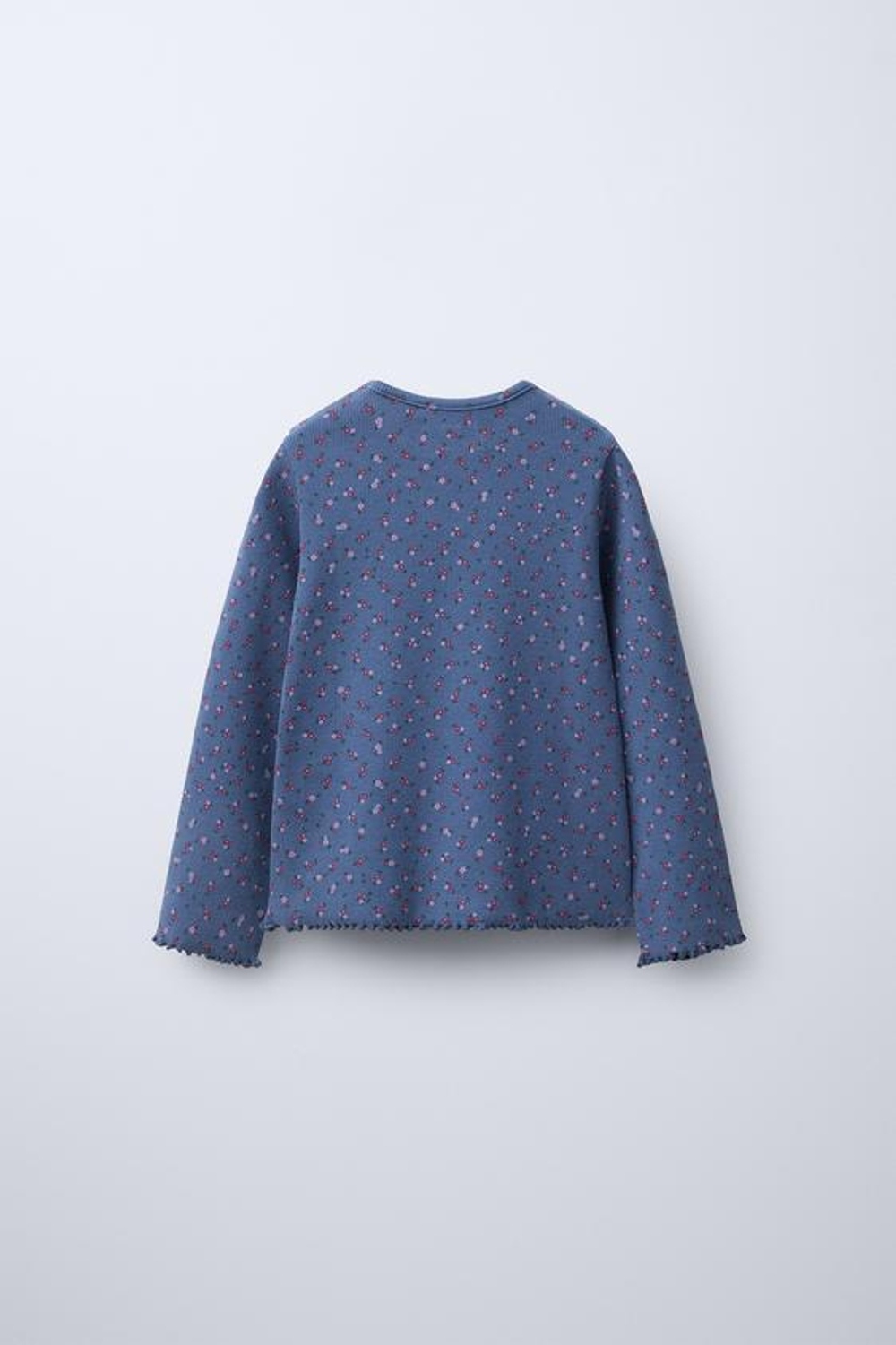 ZARA ФУТБОЛКА В РУБЧИК С ПРИНТОМ, СИНИЙ