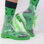 Прозрачные резиновые ботинки женские Invisible-Shoes зеленые