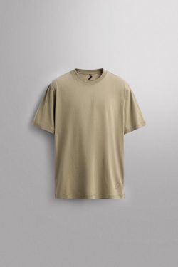 ZARA БАЗОВАЯ СПОРТИВНАЯ ФУТБОЛКА ИЗ ХЛОПКА, СВЕТЛО-ЗЕЛЕНЫЙ