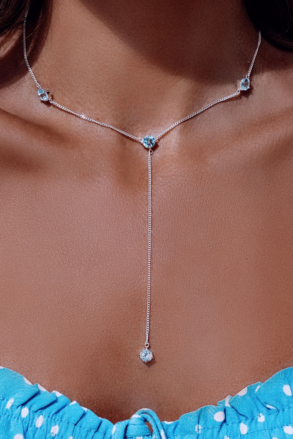 Колье «Созвездие» с голубым топазом