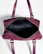 Женская замшевая сумка-бочонок цвета марсала