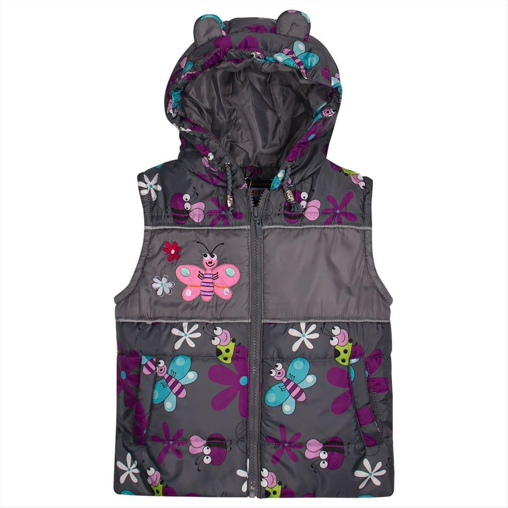 Жилет детский для девочки п/э 92 см, серый, ромашка(Bonito)