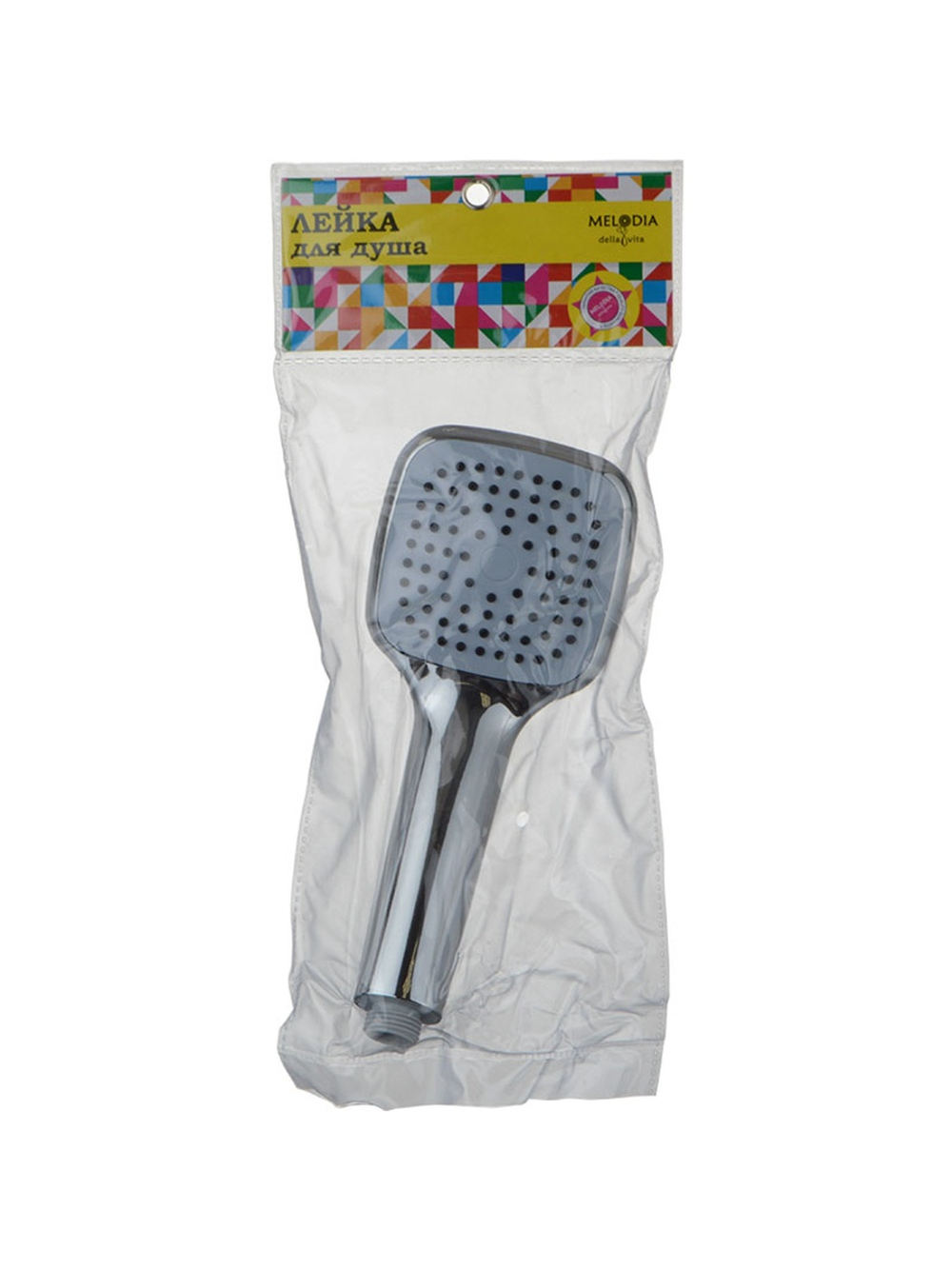 Лейка MELODIA квадрат 1 функция, 80х80мм, хром/серый MKP20436