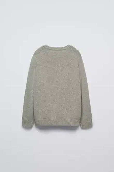 ZARA СВИТЕР ИЗ СМЕСОВОЙ ШЕРСТЯНОЙ ПРЯЖИ, СЕРЫЙ С МЕЛАНЖЕВЫМ ЭФФЕКТОМ