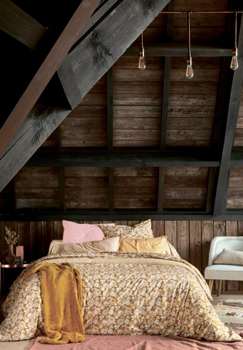 Постельное белье 2 спальное евро Blanc des Vosges Indienne Ocre