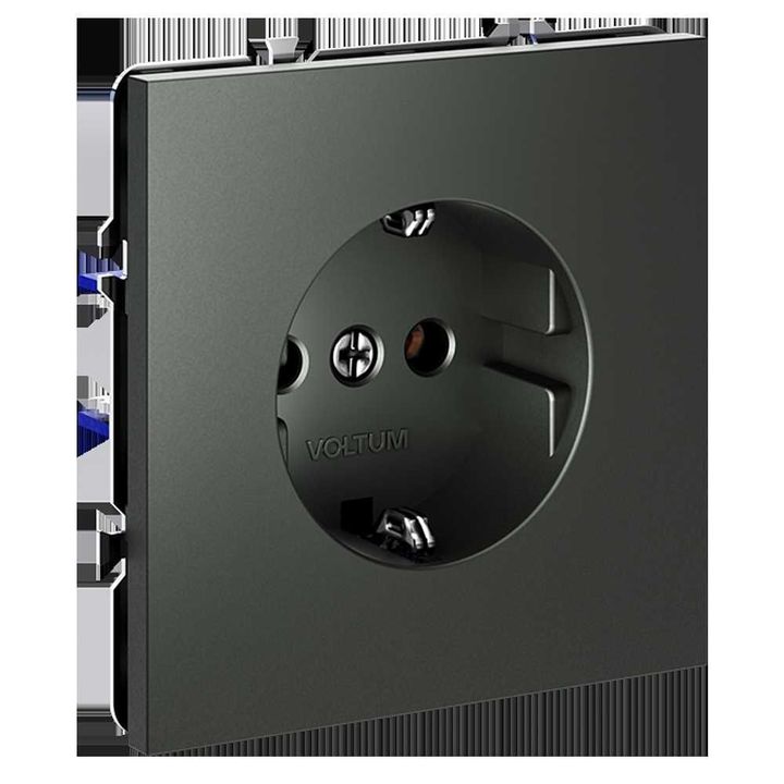 Розетка встраиваемая Voltum S70 с заземлением 16А, (титан) VLS040106