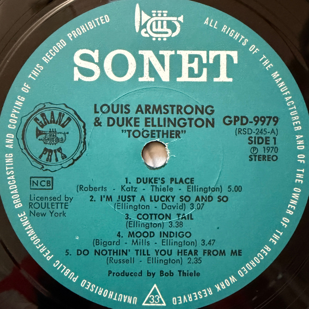 Louis Armstrong & Duke Ellington ‎– Together 2LP (Швеция 1970г.) Т