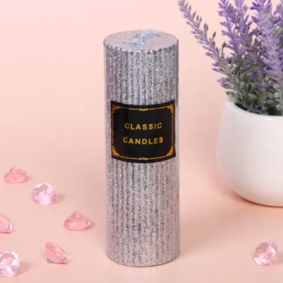 Свеча «Блестящий шик» 5*15 см, Серебро