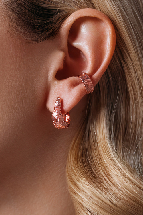 Серьги - конго в розовой эмали