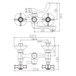 Смеситель для ванны 1/2 кер HB3024 HAIBA картридж перекл