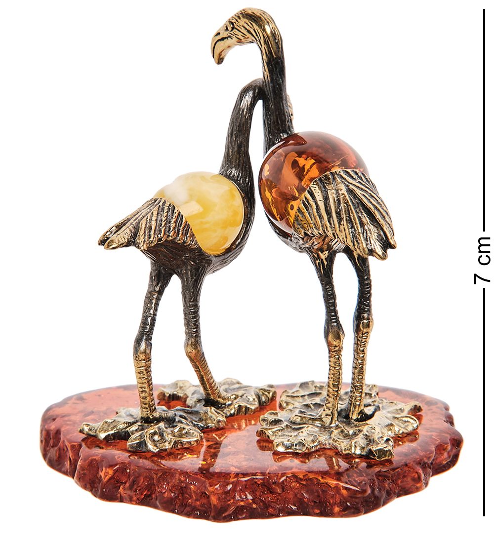 Народные промыслы AM-3169 Фигурка «Фламинго» (латунь, янтарь)