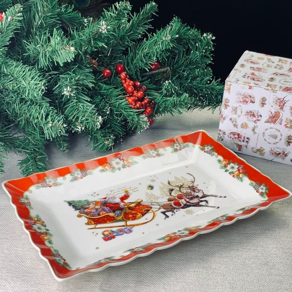 Lenardi 205-303 Прямоугольное блюдо 30,5см НОВЫЙ ГОД в под.уп.(х12)Фарфор