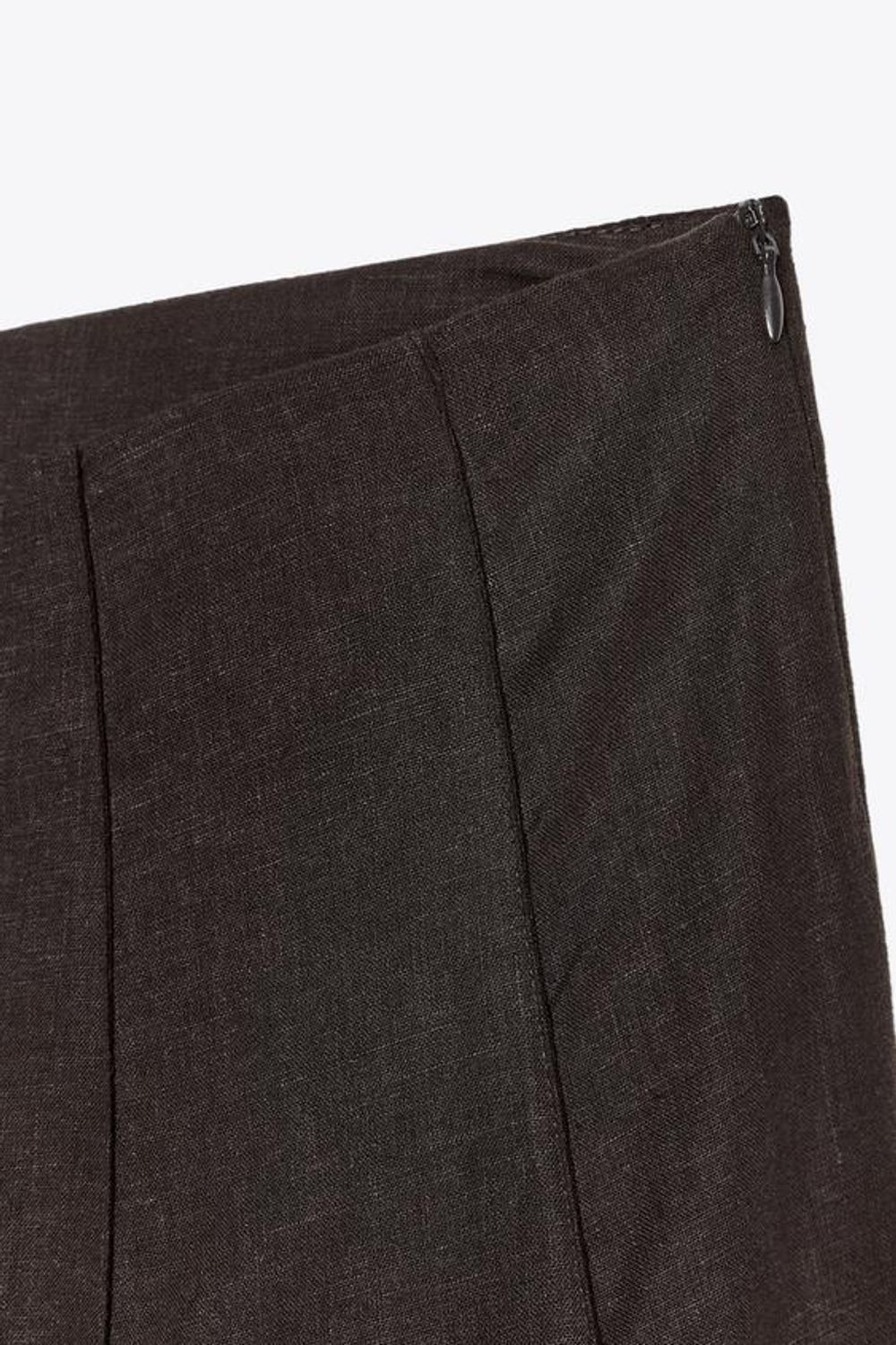 ZARA ЮБКА-МИДИ ИЗ ЛЬНА, КОРИЧНЕВЫЙ