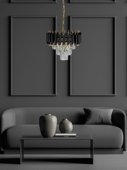 Люстра подвесная Lanbos, 5 ламп Е14, 200 Вт, до 12 кв м, черная+золото