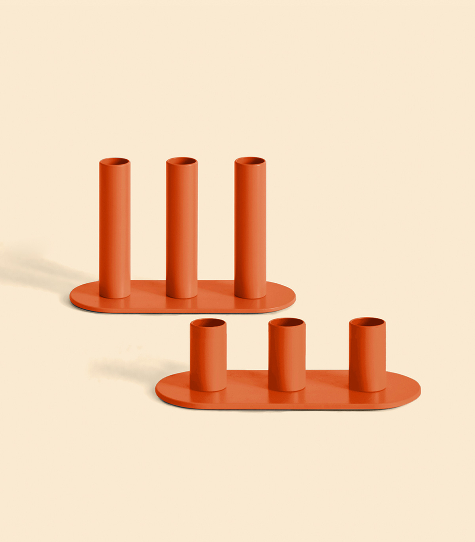 Подсвечник – Огонь тройной, Оранжевый, 12,5 см | Delo
