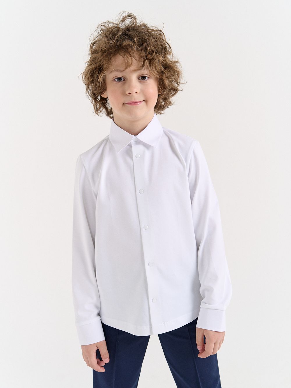 Рубашка трикотажная "Белая" на кнопках 7+