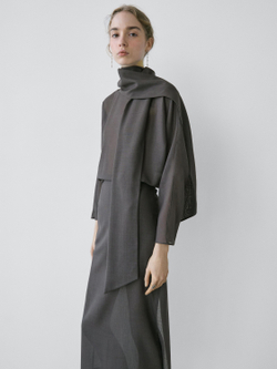 Massimo Dutti Струящаяся блузка - STUDIO, антрацитовый